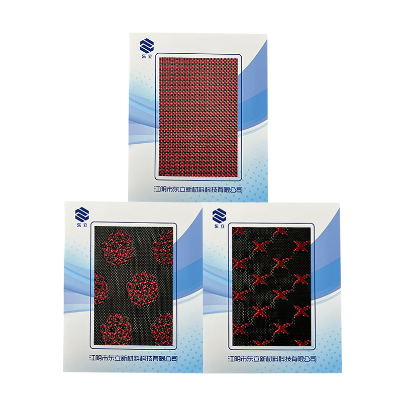 Rød/svart aramid karbon blandet karbonfibervevd stoff Rød/svart aramid karbon blandet karbonfibervevd stoff